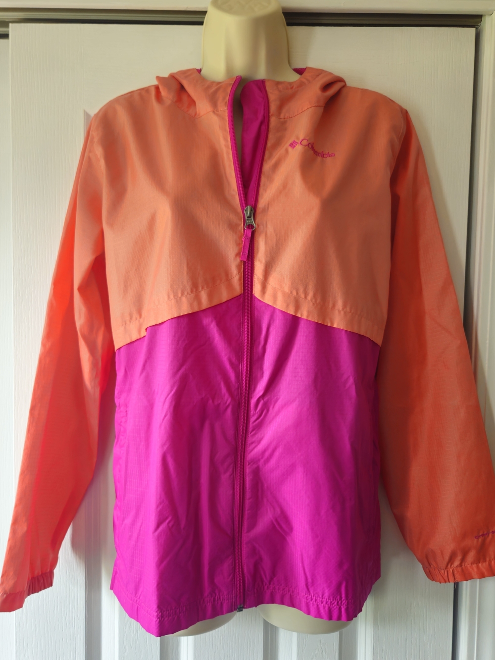 Columbia Girls' Coral & Hot Pink Hooded Rain Jacket